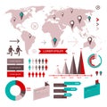 Set of infographic elements with world map Royalty Free Stock Photo