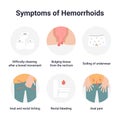 Set symptoms of hemorrhoids Royalty Free Stock Photo