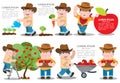 Set of infographics on farming. Agriculture color illustrations