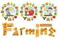 Set of infographics on farming. Agriculture color illustrations