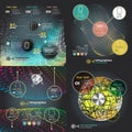 Set infographics with sound waves on a dark background Royalty Free Stock Photo