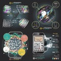 Set infographics with sound waves on a dark background Royalty Free Stock Photo