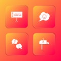 Set Information, Speech bubble with sad smile, Question and Exclamation and Open mail box icon. Vector Royalty Free Stock Photo