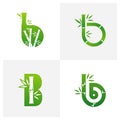 Set of Initial B with Bamboo logo vector template, Creative Bamboo logo design concepts Royalty Free Stock Photo