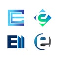 Set of initial letter CE, E, ELL, symbol for Business logo design template. Collection of Abstracts modern icons for organization