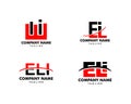 Set of Initial Letter Logo ELI Template Vector Design