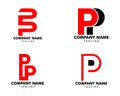 Set of Initial Letter PP Logo Icon Design Template