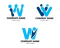 Set of Initial Letter W People Logo Template Royalty Free Stock Photo