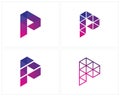 Set of Initial P logo design template, P logo vector Royalty Free Stock Photo