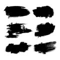 Set of ink brush stroke stains. Grunge Paint stripe. Distressed banner . Black paintbrush collection . Royalty Free Stock Photo