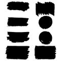 Set of ink brush strokes, brushes, lines, black paint, grungy. hand drawn graphic element isolated on white background. vector Royalty Free Stock Photo