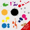 Set Of Ink Dots In Different Colors - Vector Illustration - Isolated On Transparent Background Royalty Free Stock Photo