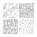 Set of ink hand drawn abstract seamless textures Royalty Free Stock Photo