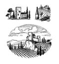 Ink sketches of italian views. Royalty Free Stock Photo