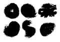 A set of ink splashes, set of ink brush, black ink strokes set on white background, Royalty Free Stock Photo