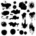 Set Of Ink Stains Silhouettes. Inkblot silhouettes, simple liquid splodge elements. Vector set