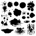 Set Of Ink Stains Silhouettes. Inkblot silhouettes, simple liquid splodge elements. Vector set