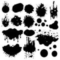 Set Of Ink Stains Silhouettes. Inkblot silhouettes, simple liquid splodge elements. Vector set