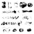 A set of ink strokes, blots, stains, stains in black. Clip-arts for the design of banners, postcards, flyers Royalty Free Stock Photo