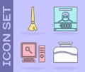 Set Inkwell, Paint brush, Search on computer screen and Wanted poster icon. Vector
