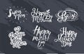 Set of inscription happy mother`s day, love you mom, super, best mom. Black and white hand drawn lettering on black