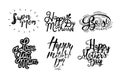 Set of inscription happy mother s day, love you mom, super, best mom. Black and white hand drawn lettering on white