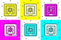 Set Insects in a frame icon isolated on color background. Herbarium. Vector Royalty Free Stock Photo