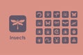 Set of insects simple icons