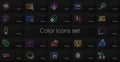 Set of Inspect, Puzzle and Scroll down line icons. For design. Vector