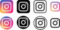 Set of Instagram logo icons. Group of Insta Realistic social media icon logotype on a transparent background. Collection of Royalty Free Stock Photo