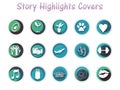 Set of Instagram Story Highlights Cover Icons. Stickers and colourful background
