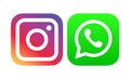 Set of Instagram and Whatsapp colorful logos.