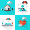 Set of insurance concept. The set contains house, auto, health, life insurance. Can be used for web banner and advertisement.