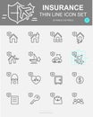 Set of Insurance Vector Line Icons. Includes life, safety, accident, property, travel and more Royalty Free Stock Photo