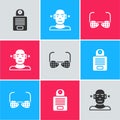 Set Intercom, Deaf and Blind glasses icon. Vector