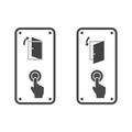 Set intercom icon. Push or pull door. Open the door. Push button. Vector