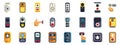 Set of intercom icons showing different types and uses of intercoms Royalty Free Stock Photo