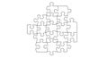 A set of interconnected blank jigsaw puzzle pieces arranged in an irregular shap Royalty Free Stock Photo