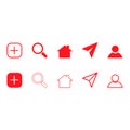 Set of Interface buttons for web design, social media icon symbol, vector illustration Royalty Free Stock Photo