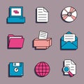 A set of interface elements of the old pc windows 90s, UI and UX themes. In retro vaporwave style. Vector illustration Royalty Free Stock Photo
