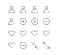 Set of interface and related icons.