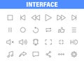 Set of 24 Interface web icons in line style. Contact us, phone, settings, communication, smartphone, technology. Vector Royalty Free Stock Photo