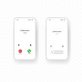 Set of interfaces for incoming calls to mobile phones. Call screen smartphone template. Vector EPS 10. Isolated on transparent