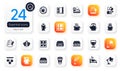 Set of Interiors flat icons. Mattress guarantee, Entrance and Floor lamp elements for web application. Vector