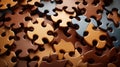 A set of interlocking puzzle pieces forming a larger picture, symbolizing teamwork and problem-sol Royalty Free Stock Photo