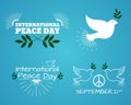 Set of International Day of Peace. Vintage and retro typographic Royalty Free Stock Photo