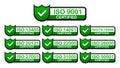 Set of International Organization for Standardization badge. Set of popular standards ISO. Certificate concept. Vector Royalty Free Stock Photo