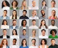 Set of international successful people posing on grey Royalty Free Stock Photo