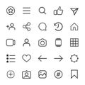 Set of internet linear icons for social media