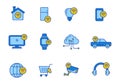Set of internet of things icons in linear color style Royalty Free Stock Photo